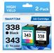 HP Cartouches d'encre pour HP 338 343 XL, pack de 2, noir et couleur