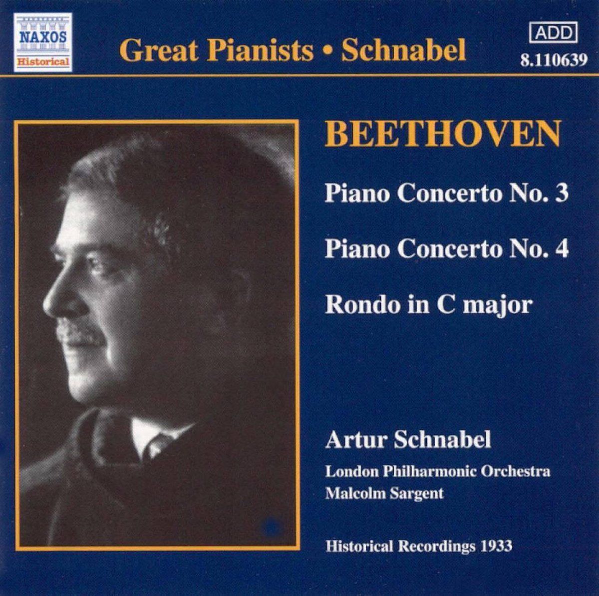 OUTHERE Beethoven: Piano Concertos Nos 3 & 4, Rondo Op 51 / Sargent, Schnabel et al
