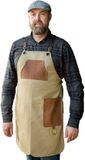 Angus Stoke BBQ-schort van hoogwaardig canvas en echt leer – verstelbaar kookschort met hoogwaardige leren banden – schort voor keuken, BBQ en barista – Simon (XXL/XXXL)