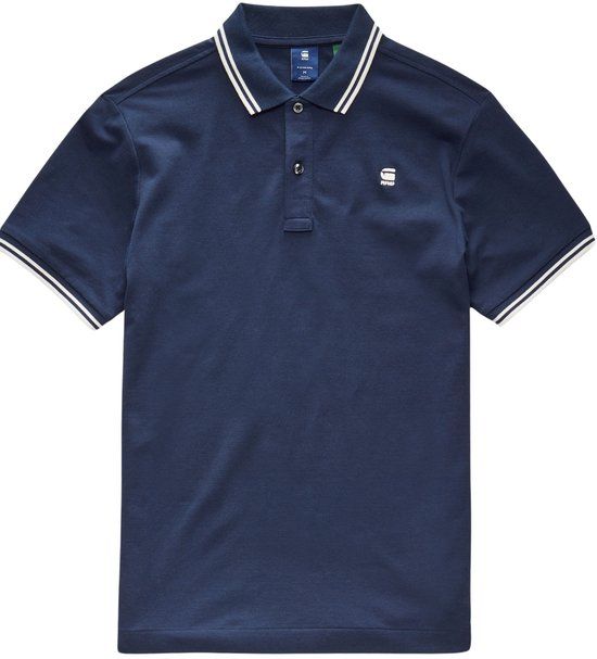 G-Star Raw Dunda Slim Stripe Polo S/s Polo Shirt - Blue - Men's Size L