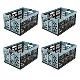 keeeper 4x stevige professionele vouwkratten met soft-touch handgrepen, 45 l, Ben, Nordic Blue (blauw)