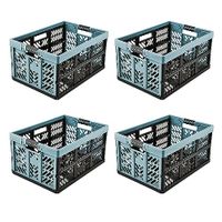 keeeper 4x stevige professionele vouwkratten met soft-touch handgrepen, 45 l, Ben, Nordic Blue (blauw)