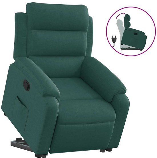 vidaXL Elektrische Sta-op-massagestoel Verstelbaar Stof Donkergroen