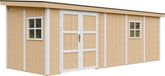 Timbela M941B-HARVEST HONEY - LP SmartSide Tuinhuis op houtbasis - 14,3 m² - 648x248xH231 cm - zonder vloer en zijwand (totaal 3 wanden) met verf