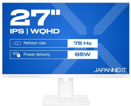 JAPANNEXT JN-IPS270WQHD75F-C65W-HSP-W computer monitor 68,6 cm (27") 2560 x 1440 Pixels Quad HD LED Wit