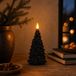 Anna's Collection bougie LED sapin de Noël - noir - 20 cm