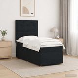 vidaXL LED Boxspringbed met Matras Zwart 80 x 200 cm Stof