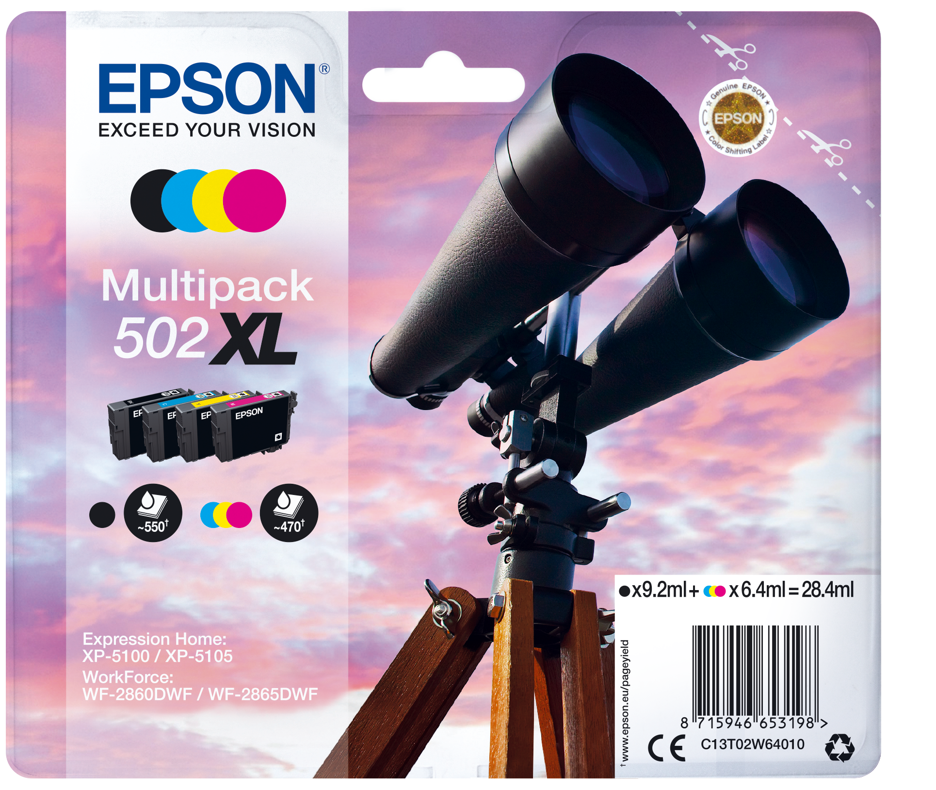 Epson 502XL Multipack - Inktcartridge - Zwart, Cyaan, Geel, Magenta