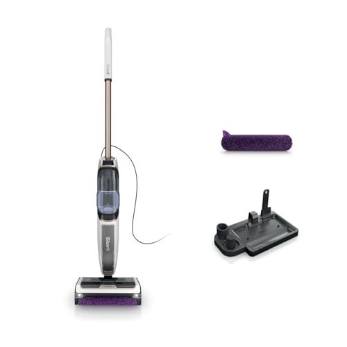 Shark SteamPickUp 3-in-1 Stoommop voor Harde Vloeren, Chemicaliënvrij, Reinigt & Scheidt Nat & Droog Vuil, 420ml Inhoud, Inc. Extra Borstelrol, Opbergstation & Borstelrolhouder, Wit SD200EU