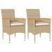 VidaXL Tuinstoelen 2 stuks met kussens, polyrattan, acaciahout, staal, crème/wit