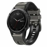 By Qubix Garmin By Qubix - Geschikt voor Garmin bandje - 26mm Quickfit - leer + siliconen bandje - Grijs - Geschikt voor Garmin Instinct 3 - 50mm