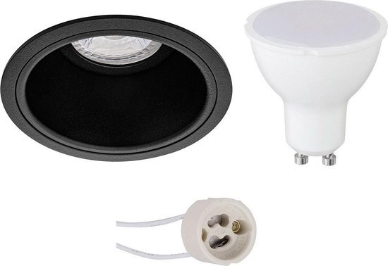 BES LED Voordeelset LED Spot Set - Pragmi Minko Pro - GU10 Fitting - Inbouw Rond - Mat Zwart - 6W - Natuurlijk Wit 4200K - Verdiept - Ã˜90mm