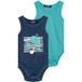 LUPILU Babybody's, 2 stuks, van puur biologisch katoen. (Turquoise/donkerblauw, 50/56)