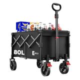 SUNULA Bolderkar, opvouwbaar, klein, 80 liter, 100 kg, opvouwbare bolderkar, inklapbare handwagen met half eigen gewicht, bolderkar, terrein-beweegbaar, met remmen, zwart