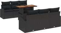 vidaXL Tuinbank Set 7-delig Zwart