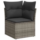 vidaXL 8-delige Loungeset met Kussens, Poly Rattan, Grijs