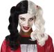 Atosa Halloween verkleedpruik lang haar met staartjes - zwart/wit - dames