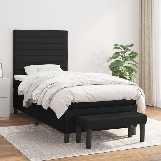 vidaXL Boxspring met matras stof zwart 90x190 cm