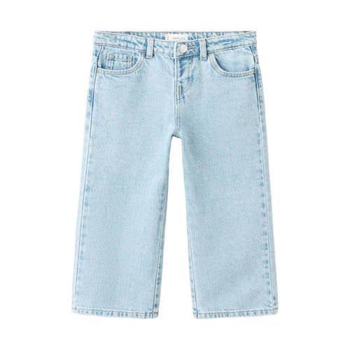 Mango Kids regular waist straight leg jeans met strass-steentjes - lichtblauw