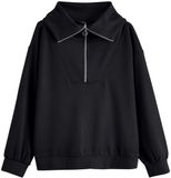 Next - Dames - Jersey sweatshirt met korte rits - Zwart