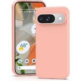 Google Pixel 9 et 9 Pro 5G Coque Housse Étui Silicone Gel Fine + Film Écran - Rose