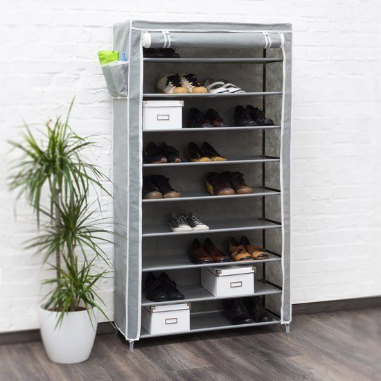 Relaxdays Schoenenrek VALENTIN - ANTRACIET - 10 etages - stofkast - schoenenkast - rek