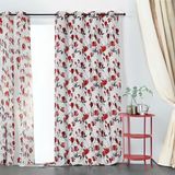 HomeMaison rideau tamisant Magnolia imprimé Polyester Bordeaux