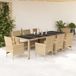 Maison Exclusive - Ensemble de jardin d'extérieur, 9 pièces, avec coussins, polyrotin beige et verre