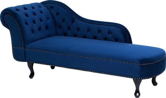 NIMES - Chaise longue - Blauw - Linkerzijde - Fluweel