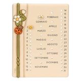 THUN Wandkalender, keramiek; siliconen doppen, kunststof haken, dubbelzijdig plakband, collectie Country Bloom, 22 x 2,3 x 29 cm