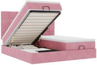 vidaXL Ottomaans bed met matrassen en LED's 180x200cm fluweel roze