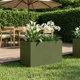Maison Exclusive - Pot de plante de jardin, vert olive, 50 x 40 x 40 cm, en acier laminé à froid