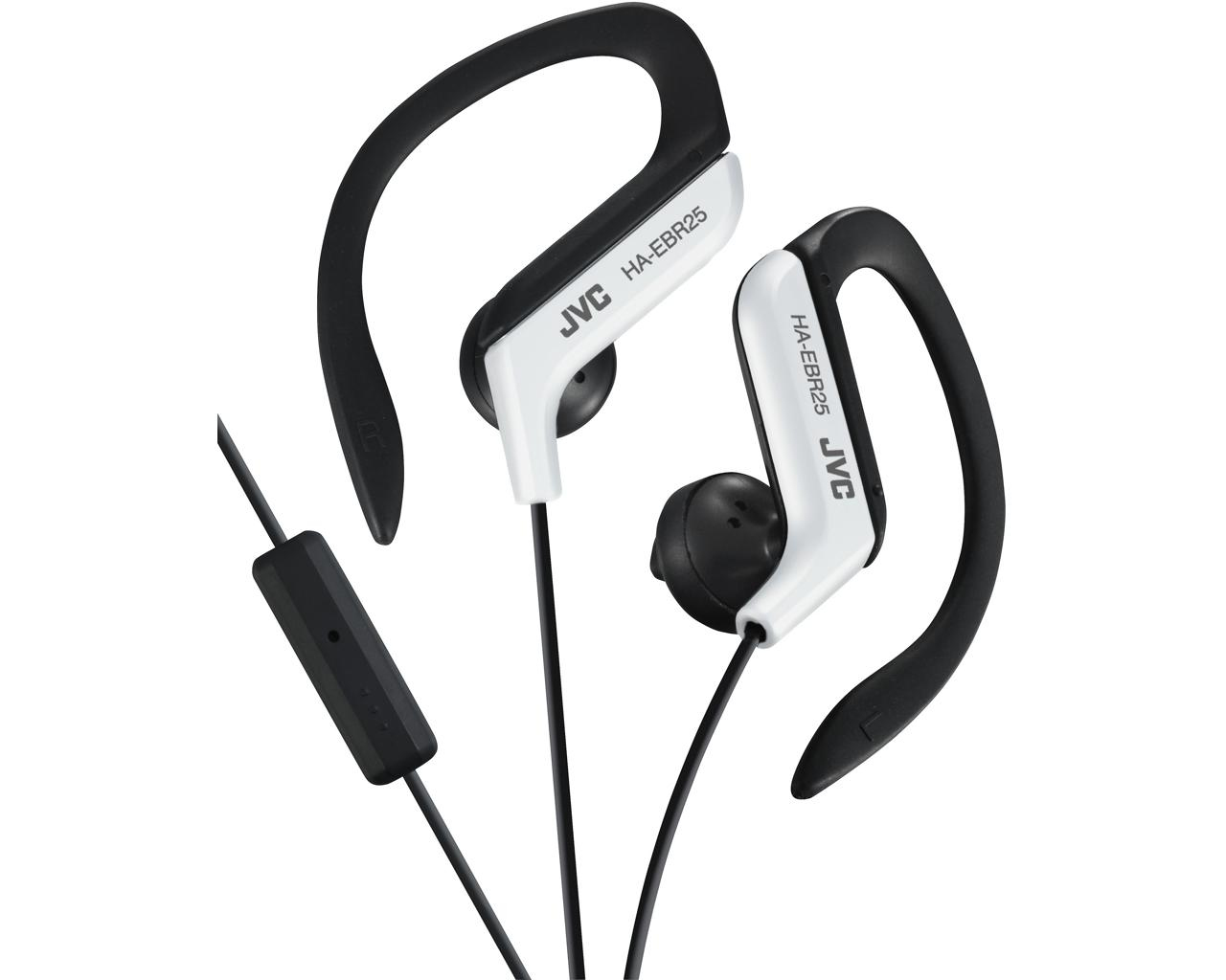 JVC HA-EBR25-W-E Ear clip hoofdtelefoon voor sport met een afstandsbediening en een microfoon
