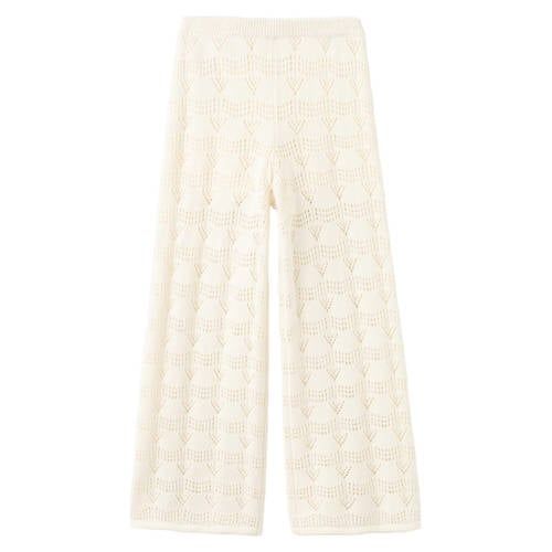 Mango Kids casual broek met ingebreid patroon ecru