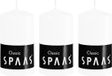 Spaas 3x Witte cilinderkaarsen/stompkaarsen 6 x 10 cm 25 branduren