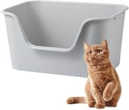OEM BeiJingLiangPinJiaZuoKeJiWenHuaFaZhanYouXianGongSi Open Kattenbak - Met hoge rand - Hygiënisch en eenvoudig te reinigen kunststof - Grijs 55x40x26cm