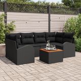 vidaXL Tuinbank Set Zwart Polyrattan