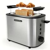 KitchenBoss roestvrijstalen broodrooster, 2 sleuven, 870W | 6 bruiningsniveaus, automatische uitschakeling en ontdooiing, met kruimellade en gebakrek.