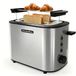 KitchenBoss roestvrijstalen broodrooster, 2 sleuven, 870W | 6 bruiningsniveaus, automatische uitschakeling en ontdooiing, met kruimellade en gebakrek.