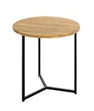 HAKU Bijzettafel rond eiken massief hout metaal onderstel zwart - Maat: H 52 cm x Ø 50 cm, Stijl: Modern