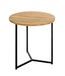 HAKU Bijzettafel rond eiken massief hout metaal onderstel zwart - Maat: H 52 cm x Ø 50 cm, Stijl: Modern