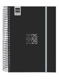 Finocam Spiraalkalender 2025/2026, 1 dag per pagina, september 2025 - augustus 2026 (12 maanden), zwart, Spaans
