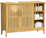 Meuble de salle de bain 80x30x60 cm, bambou, 2 portes, 3 étagères ouvertes
