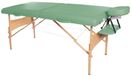 3B Scientific Fauteuil de massage/thérapeutique, fauteuil de traitement, cadre en bois naturel, pliable et portable, réglable en hauteur, revêtement vert.
