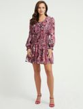 Guess Ls Lace Up Flared Lucy Dress Dames - Robe - Rose - Taille XS