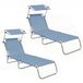 Aga 2x Chaise de jardin avec dossier réglable et parasol, bleu clair