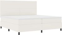 vidaXL LED Boxspring Crème en Wit 200 x 200 cm Corduroy stof