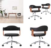 vidaXL Eetkamerstoelen draaibaar 2 stuks gebogen hout en kunstleer zwart