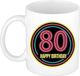 Bellatio Decorations Verjaardag mok / beker - happy birthday 80 jaar - neon - 300 ml