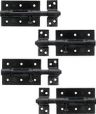 AMIG schuifslot/plaatgrendel - 4x - staal - 8.5cm - zwart - incl schroeven - deur - raam - geschikt voor hangslot (niet inbegrepen)